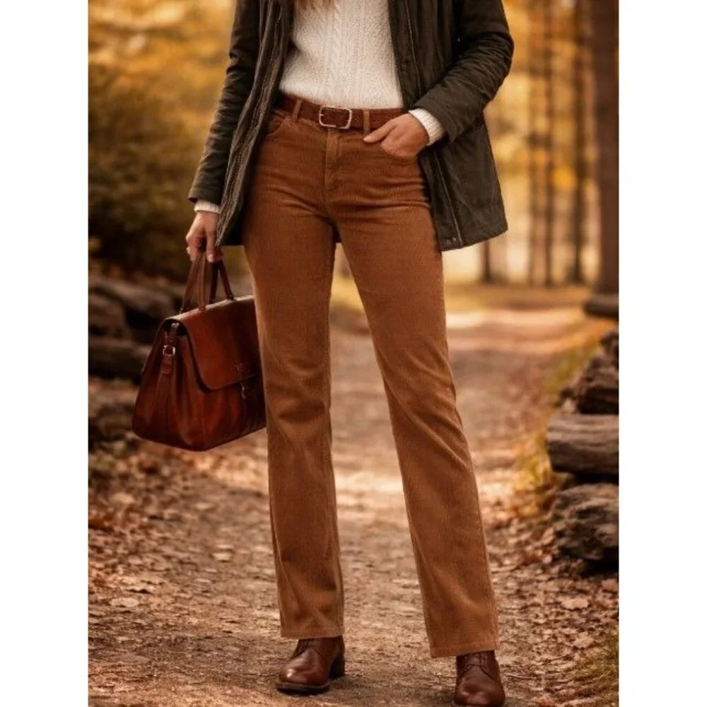 Lauren Ralph Lauren Brown Corduroy Straight Leg Heritage Old Money Pants 8 - Picture 1 of 11